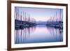 Large Yacht Harbor in Purple Sunset Light-Anna Omelchenko-Framed Photographic Print