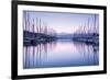 Large Yacht Harbor in Purple Sunset Light-Anna Omelchenko-Framed Photographic Print