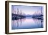 Large Yacht Harbor in Purple Sunset Light-Anna Omelchenko-Framed Photographic Print