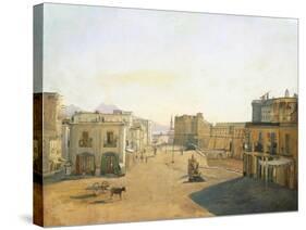 Largo Del Castello with the Lantern from Molo Pier in Naples, 1825-Franz Alt-Stretched Canvas