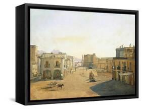 Largo Del Castello with the Lantern from Molo Pier in Naples, 1825-Franz Alt-Framed Stretched Canvas