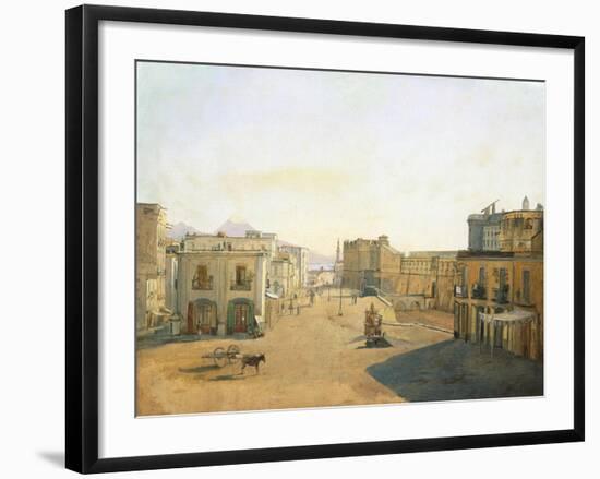 Largo Del Castello with the Lantern from Molo Pier in Naples, 1825-Franz Alt-Framed Giclee Print