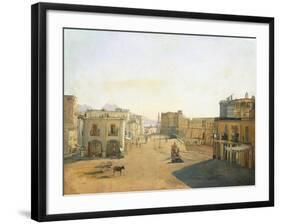 Largo Del Castello with the Lantern from Molo Pier in Naples, 1825-Franz Alt-Framed Giclee Print