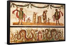 Lari Sacrificing and Agathodemon Snakes at Altar, C.55-79-null-Framed Stretched Canvas