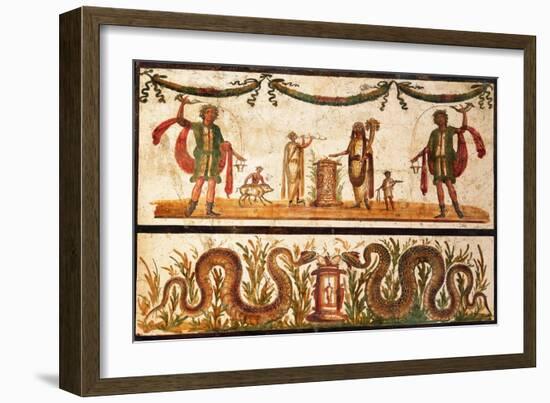 Lari Sacrificing and Agathodemon Snakes at Altar, C.55-79-null-Framed Art Print