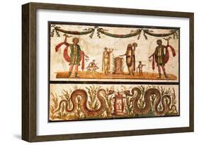 Lari Sacrificing and Agathodemon Snakes at Altar, C.55-79-null-Framed Art Print