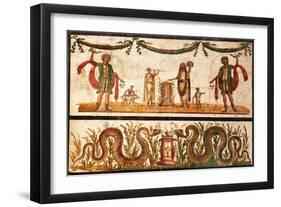 Lari Sacrificing and Agathodemon Snakes at Altar, C.55-79-null-Framed Art Print