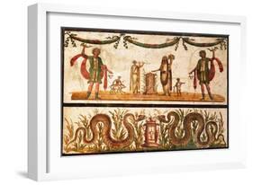 Lari Sacrificing and Agathodemon Snakes at Altar, C.55-79-null-Framed Art Print