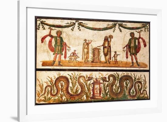 Lari Sacrificing and Agathodemon Snakes at Altar, C.55-79-null-Framed Premium Giclee Print