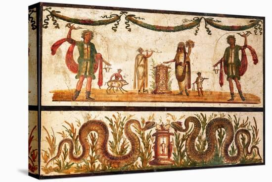 Lari Sacrificing and Agathodemon Snakes at Altar, C.55-79-null-Stretched Canvas