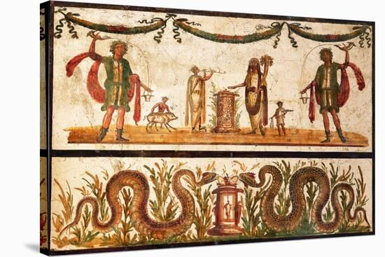 Lari Sacrificing and Agathodemon Snakes at Altar, C.55-79-null-Stretched Canvas