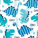 Seamless Dinosaur Pattern Vector Illustration-Larienn-Mounted Art Print