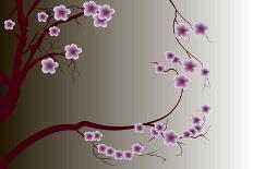 Pink Cherry Blossom Sakura Flowers in Japanese Style-Larisa Karpova-Mounted Photographic Print