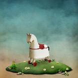 Fantasy Illustration or Poster Fairy Tale Story of Wonderland with White Rocking Horse-Larissa Kulik-Art Print