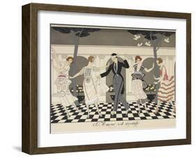 Larmour est aveugle A blindfolded man dancing with four women-Georges Barbier-Framed Giclee Print