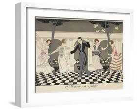 Larmour est aveugle A blindfolded man dancing with four women-Georges Barbier-Framed Giclee Print