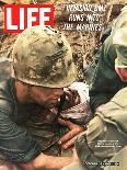 Wounded Marine Being Bandaged in Muddy Jungle During OP Prairie US Military Sweep South of DMZ-Larry Burrows-Photographic Print