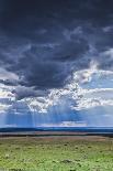 Clouds with sun rays streaming down on Masai Mara in Kenya, Africa.-Larry Richardson-Photographic Print