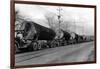 Larson Logging Co with 13 Truck Caravan - Bellingham, WA-Lantern Press-Framed Art Print