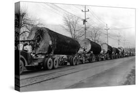 Larson Logging Co with 13 Truck Caravan - Bellingham, WA-Lantern Press-Stretched Canvas