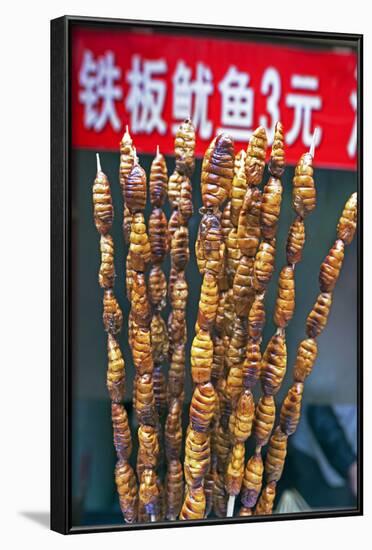 Larvae on Skewers for Sale at Dong Hua Men Night Market, Beijing, China, Asia-Gavin Hellier-Framed Photographic Print