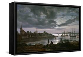 Larvik by Moonlight-Johan Christian Clausen Dahl-Framed Stretched Canvas