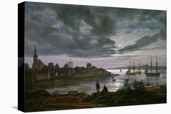 Larvik by Moonlight-Johan Christian Clausen Dahl-Stretched Canvas