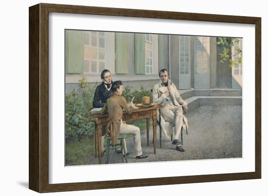 'Las Casas and His Son Writing The History of Napoleon Under His Dictation', c1815, (1896)-Unknown-Framed Giclee Print