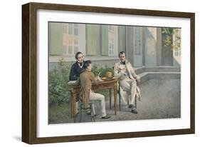 'Las Casas and His Son Writing The History of Napoleon Under His Dictation', c1815, (1896)-Unknown-Framed Giclee Print