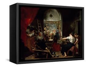 Las Hilanderas, the Fable of Arachne-Diego Velazquez-Framed Stretched Canvas