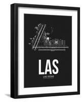 LAS Las Vegas Airport Black-NaxArt-Framed Art Print