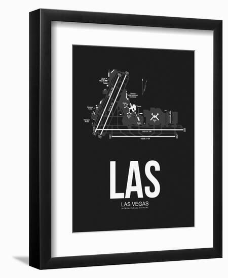 LAS Las Vegas Airport Black-NaxArt-Framed Art Print