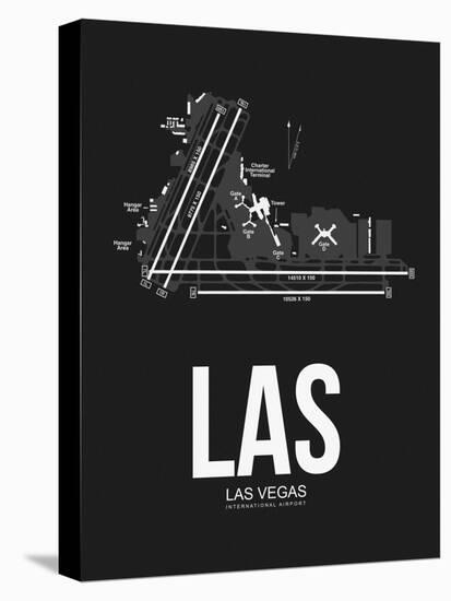 LAS Las Vegas Airport Black-NaxArt-Stretched Canvas