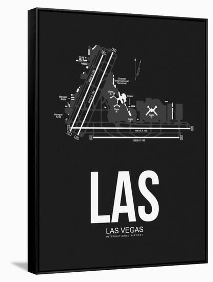 LAS Las Vegas Airport Black-NaxArt-Framed Stretched Canvas