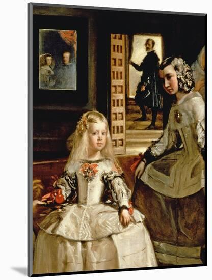 Las Meninas, Detail of the Infanta Margarita and Her Maid, 1656 (Detail)-Diego Velazquez-Mounted Giclee Print