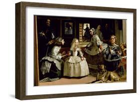 Las Meninas, Detail of the Lower Half of the Family of Philip IV (1605-65) of Spain, 1656-Diego Velazquez-Framed Giclee Print