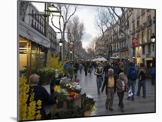 Las Ramblas in the Evening, Barcelona, Catalonia, Spain, Europe-Nick Servian-Mounted Photographic Print