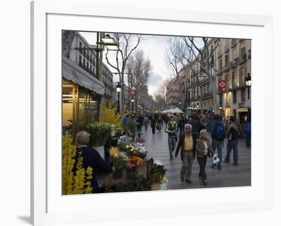 Las Ramblas in the Evening, Barcelona, Catalonia, Spain, Europe-Nick Servian-Framed Photographic Print