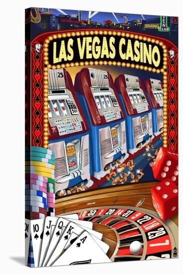 Las Vegas Casino Montage-Lantern Press-Stretched Canvas