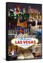 Las Vegas Casinos and Hotels Montage-Lantern Press-Framed Stretched Canvas