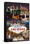 Las Vegas Casinos and Hotels Montage-Lantern Press-Framed Stretched Canvas