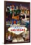 Las Vegas Casinos and Hotels Montage-Lantern Press-Framed Art Print