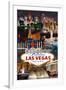 Las Vegas Casinos and Hotels Montage-Lantern Press-Framed Art Print