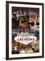 Las Vegas Casinos and Hotels Montage-Lantern Press-Framed Art Print