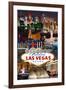 Las Vegas Casinos and Hotels Montage-Lantern Press-Framed Art Print