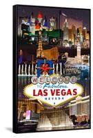 Las Vegas Casinos and Hotels Montage-Lantern Press-Framed Stretched Canvas