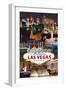 Las Vegas Casinos and Hotels Montage-Lantern Press-Framed Premium Giclee Print