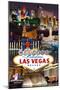 Las Vegas Casinos and Hotels Montage-Lantern Press-Mounted Premium Giclee Print