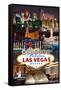 Las Vegas Casinos and Hotels Montage-Lantern Press-Framed Stretched Canvas