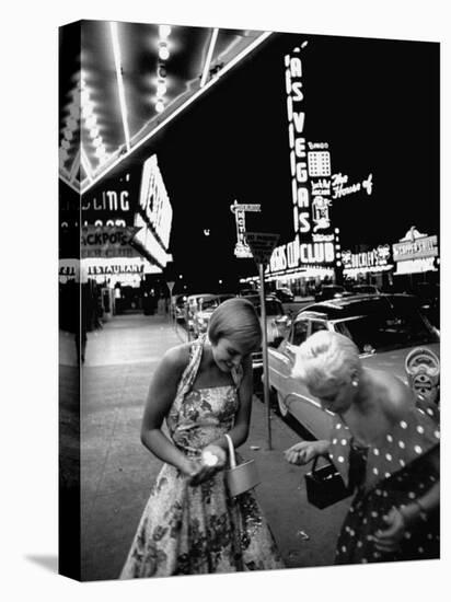 Las Vegas Chorus Girl, Kim Smith, and Her Roommate after Leaving a Casino-Loomis Dean-Stretched Canvas